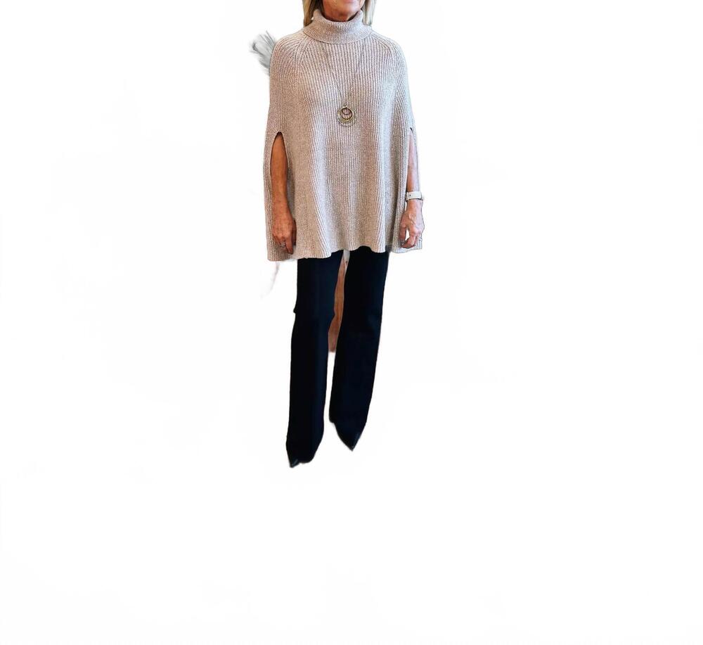 NEW SUPREME FASHION the hearthstone sweater - soft strength poncho in beige